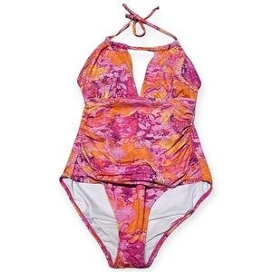 Lauren Ralph Lauren Colorful Floral Print One Piece Bathing Suit